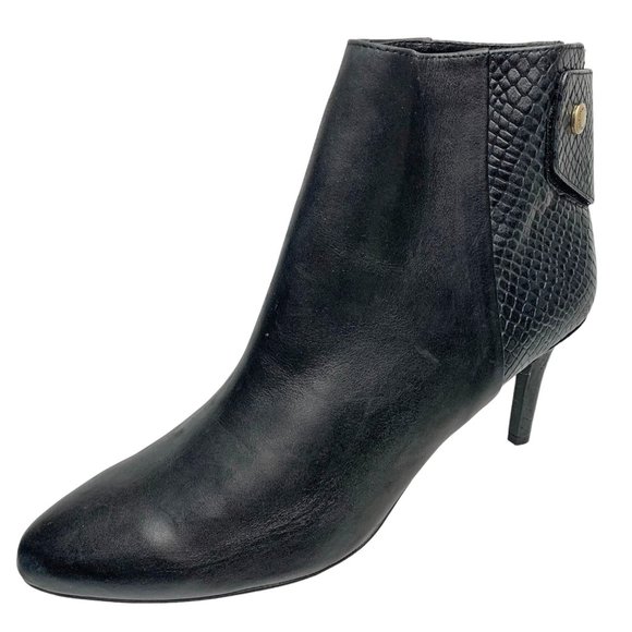 Cole Haan Grand.Os Claremont Black and‎ Smooth Embossed Leather Booties - Picture 4 of 12